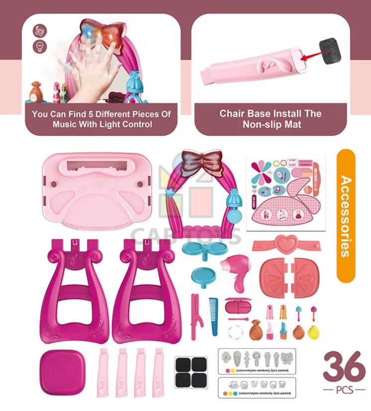 Baby Mix Detský toaletný stolík so stoličkou ružová