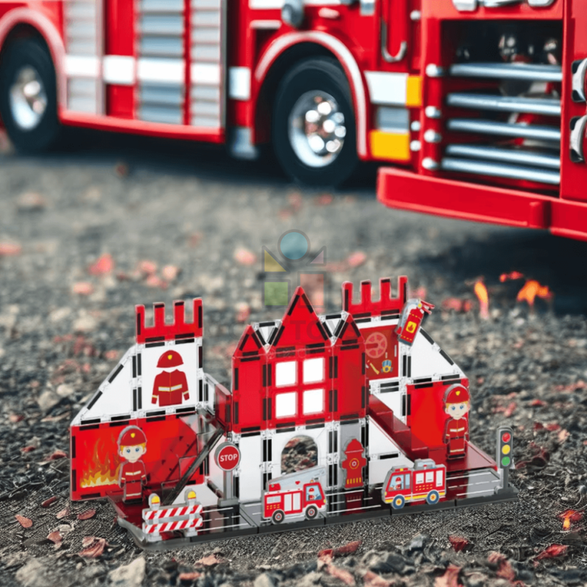 Magnetická stavebnica Fire Control 48ks - Magnetic Tiles