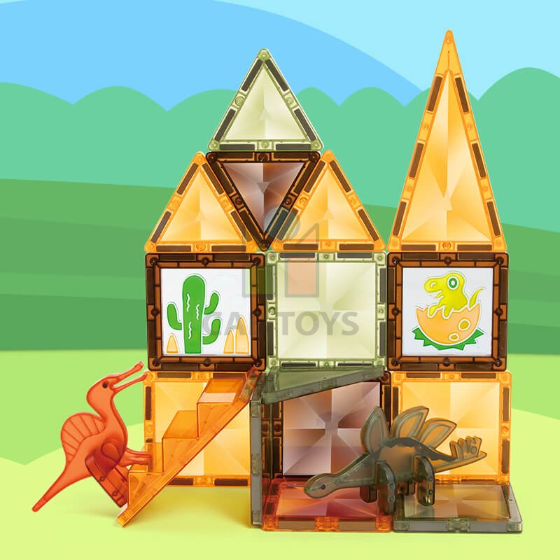 Magnetická stavebnica Window Art Dinosaurus 42ks - Magnetic Tiles