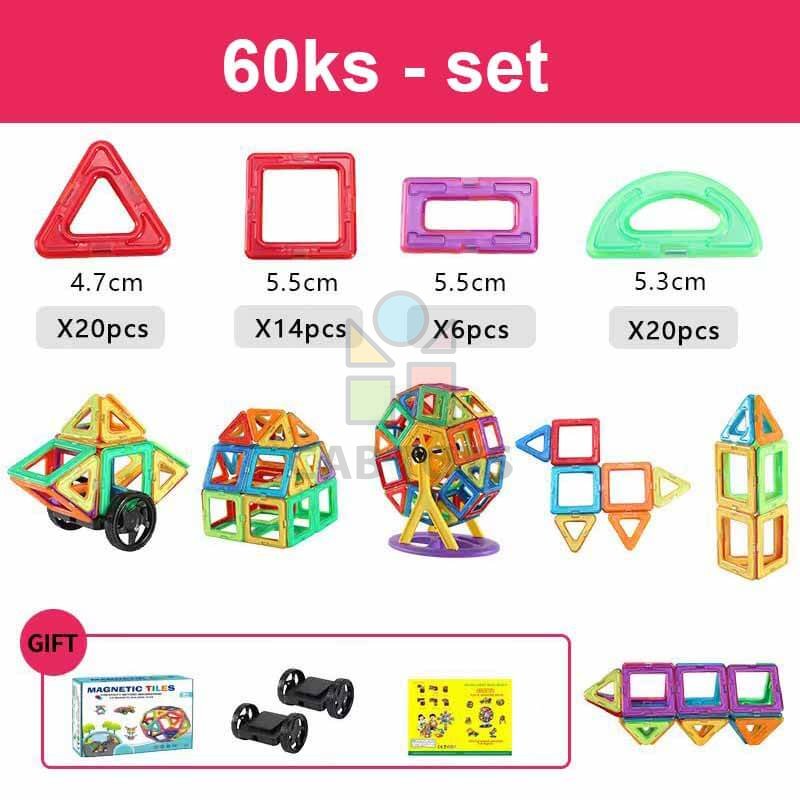 Magnetická stavebnice 60ks - Magnetic Tiles