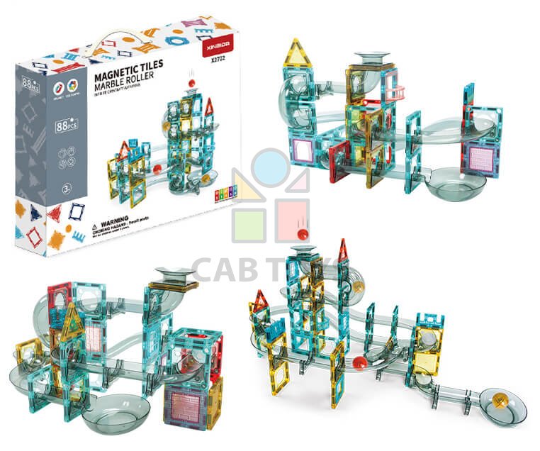 Magnetická stavebnice Marble Roller 88ks sada - Magnetic Tiles