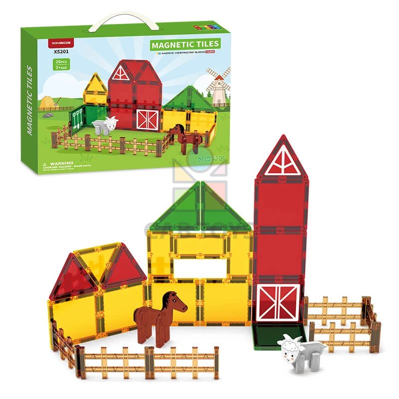 Magnetická stavebnica Farm sada 26ks - Magnetic Tiles