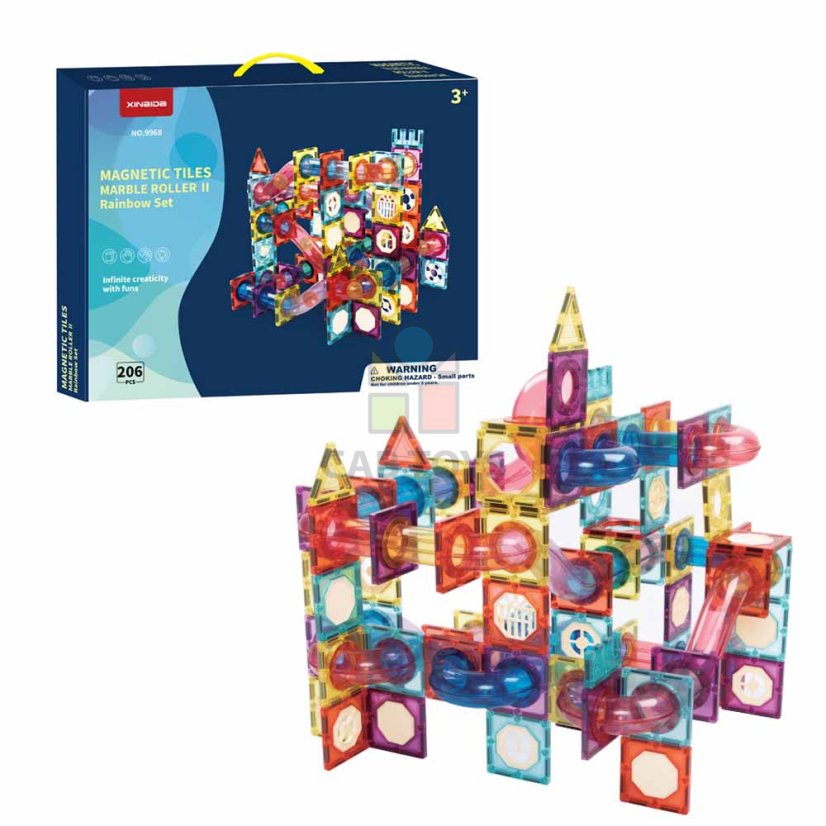 Magnetická stavebnice Marble Roller II 206ks sada - Magnetic Tiles