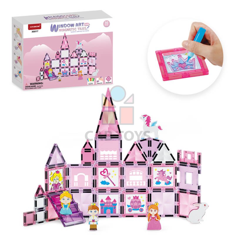 Magnetická stavebnica Window Art Castle 50ks - Magnetic Tiles