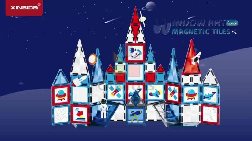 Magnetická stavebnica Window Art Space 58ks - Magnetic Tiles