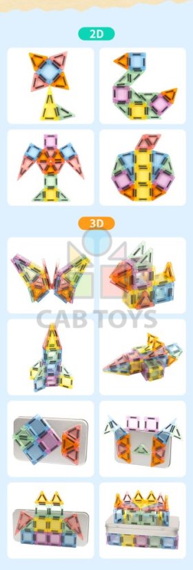 Magnetická stavebnice Magnetic Tiles Mini 42 ks v kovové dóze-KOPIE