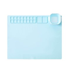 Silikónová maliarska podložka s paletou a nádobkou na vodu 51 × 41 cm - modrá