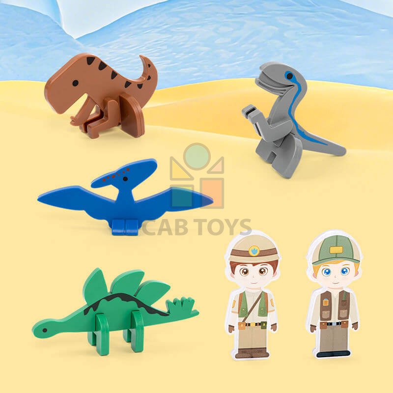 Magnetická stavebnica Dinosaur World Magnetic Tiles – dinosaurí park, 65 ks