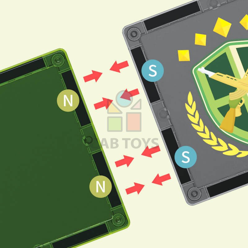 Magnetická stavebnice Military Camp Magnetic Tiles – vojenská základna, 56 ks