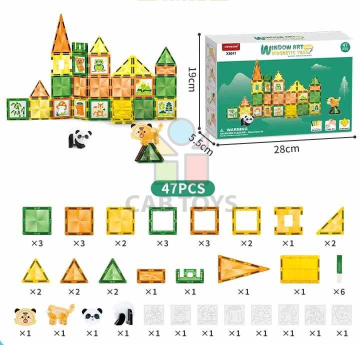 Magnetická stavebnica Window Art Jungle 47ks - Magnetic Tiles
