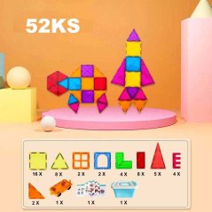 Magnetická stavebnice - 52 dílů + box