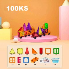 Magnetická stavebnice - 100 dílů + box