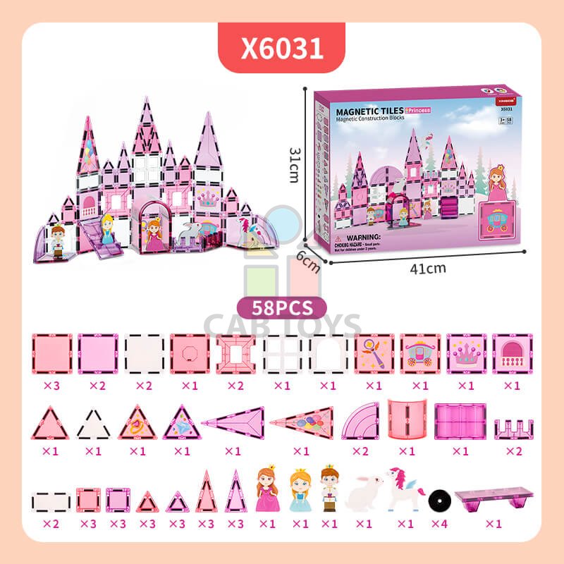 Magnetická stavebnica Princes 58ks - Magnetic Tiles