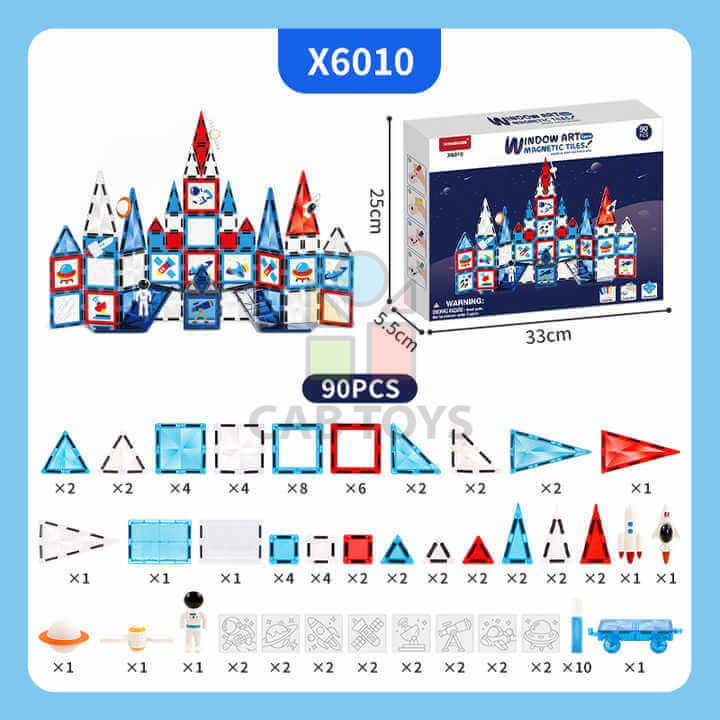Magnetická stavebnica Window Art Space 90ks - Magnetic Tiles