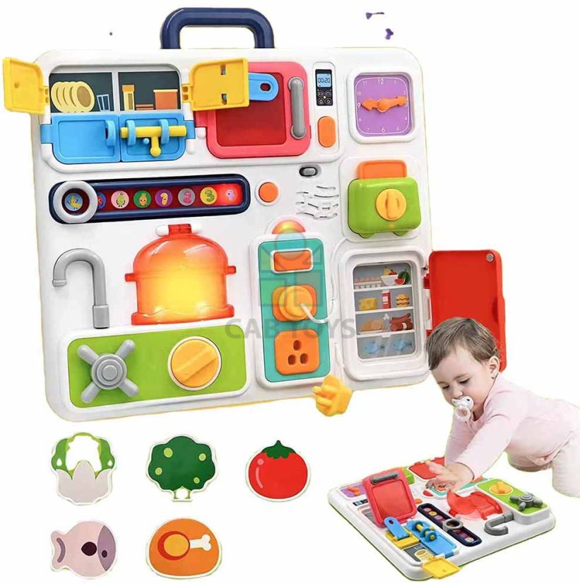 Montessori kuchyňka Busy Board světelná tabule se zvukovými efekty