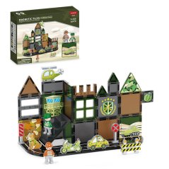 Magnetická stavebnica Military Camp Magnetic Tiles – vojenská základňa, 38 ks