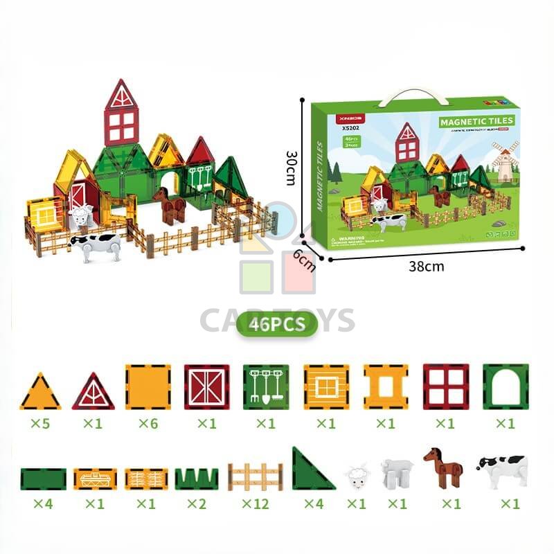 Magnetická stavebnice Farm sada 46ks – Magnetic Tiles