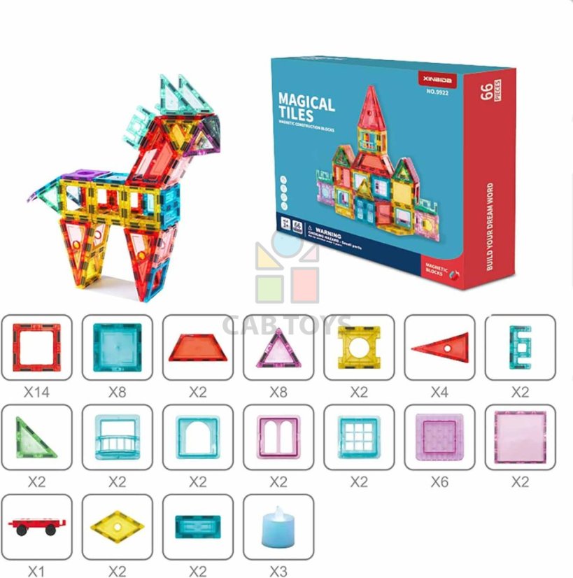 Magnetická stavebnica Magical Tiles 66ks sada