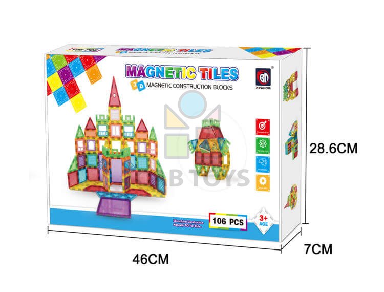 Magnetická stavebnica 106ks sada - Magnetic Tiles