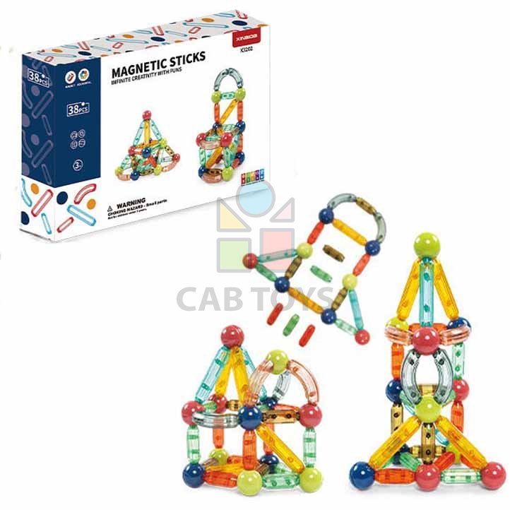 Magnetická stavebnice 38ks - Transparency Color  Magnetic Sticks