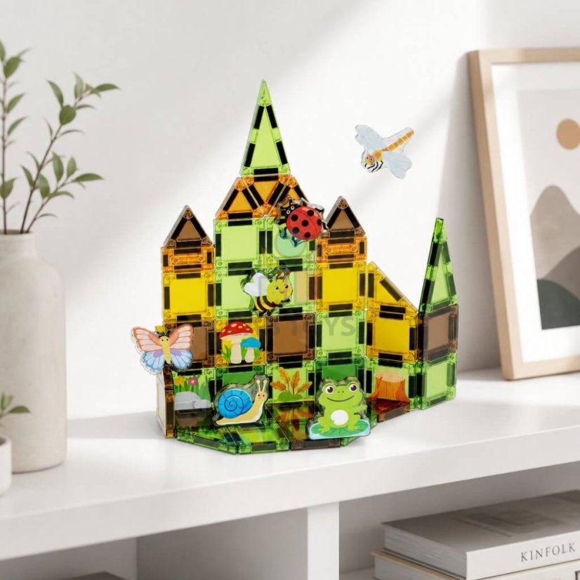 Magnetická stavebnica Garden Magnetic Tiles Mini – záhrada, 90 ks