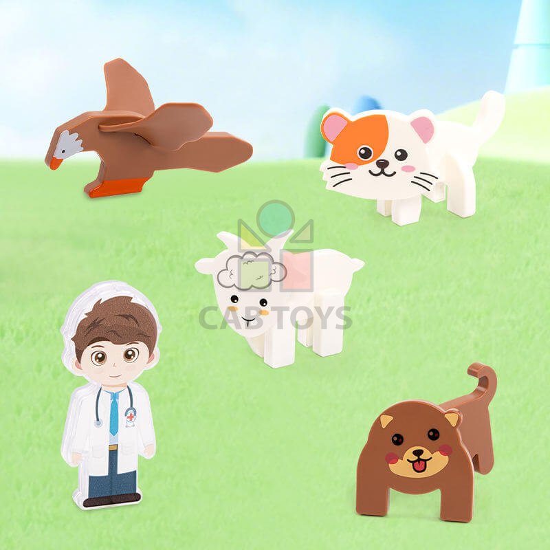 Magnetická stavebnice Pet Clinic Magnetic Tiles – veterinární klinika, 28 ks