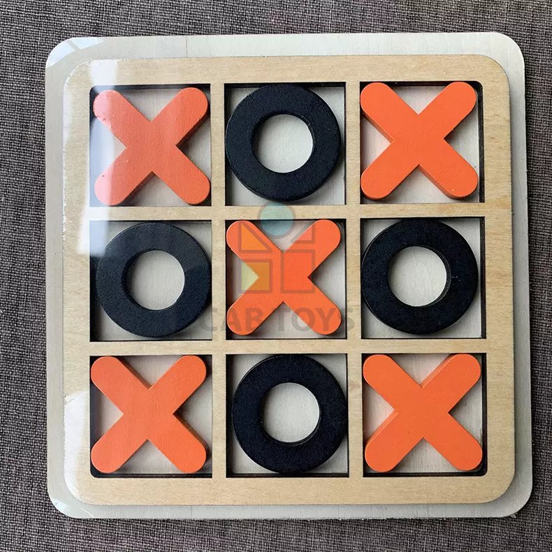 Piškotky nebo XO dřevěná desková hra červeno černé provedení