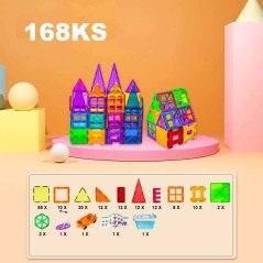 Magnetická stavebnice - 168 dílů + box