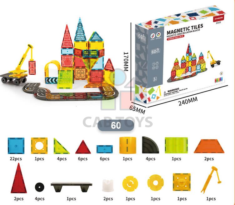 Magnetická stavebnice Dream Builder 60ks sada - Magnetic Tiles