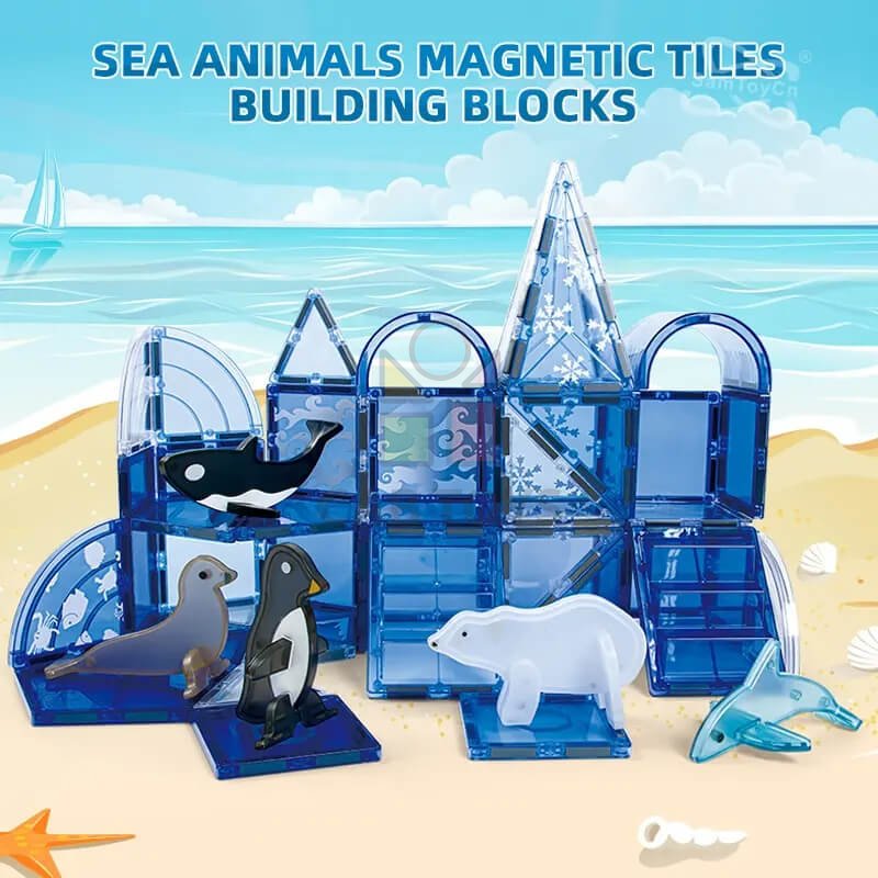 Magnetická stavebnice Ocean  sada 56ks – Magnetic Tiles