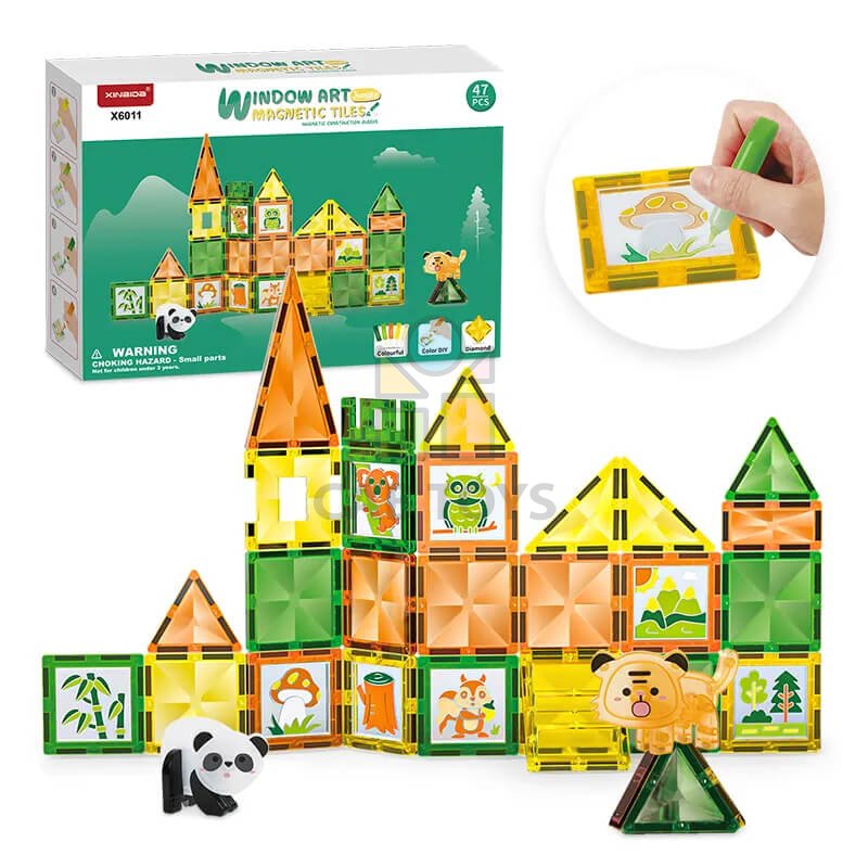 Magnetická stavebnica Window Art Jungle 47ks - Magnetic Tiles