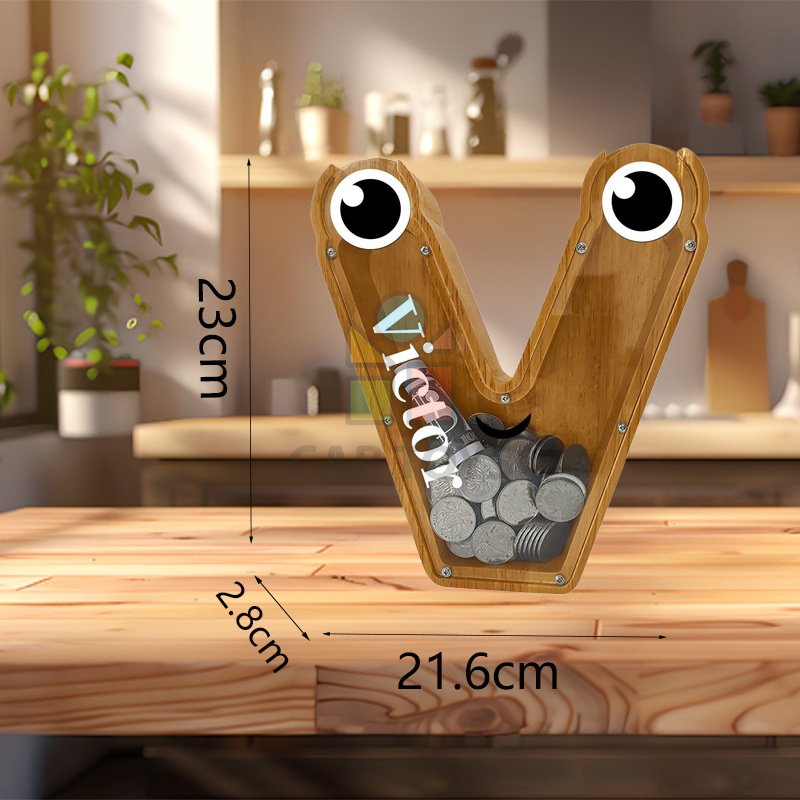 Pokladnička drevená - Písmenko V