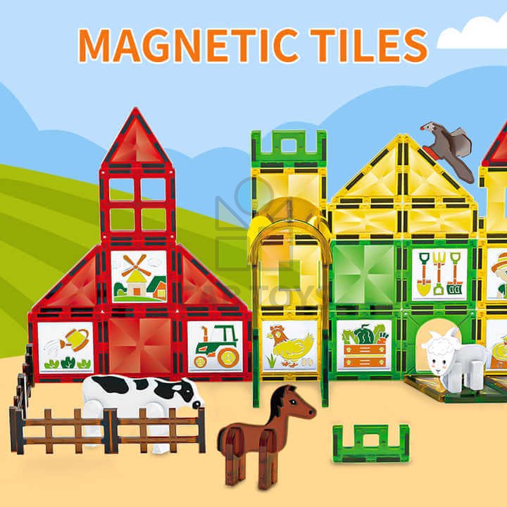 Magnetická stavebnice Window Art Farm 46ks – Magnetic Tiles
