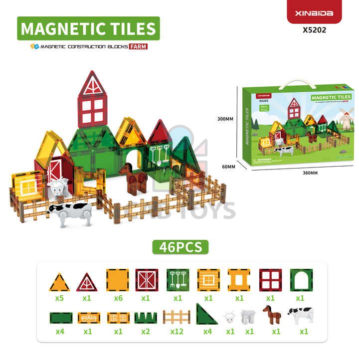 Magnetická stavebnica Farm sada 46ks - Magnetic Tiles