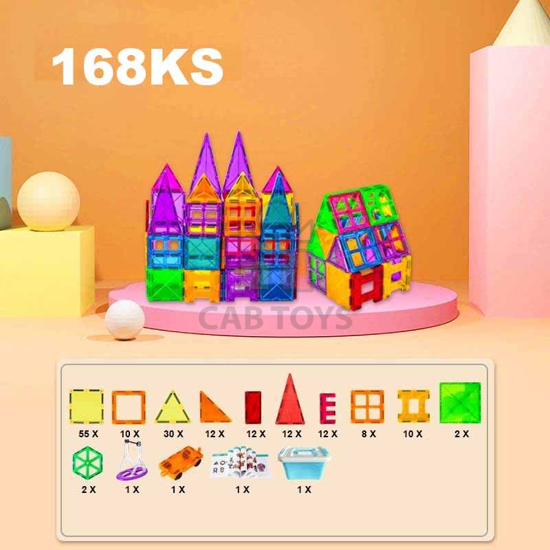 Magnetická stavebnice - 168 dílů + box