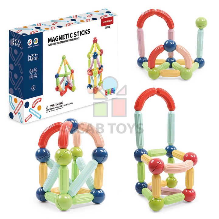 Magnetická stavebnice 32ks - Solid Color Magnetic Sticks