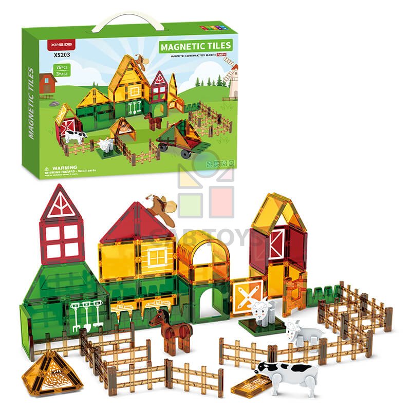 Magnetická stavebnice Farm sada 76ks – Magnetic Tiles