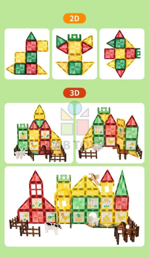 Magnetická stavebnice Window Art Farm 80ks – Magnetic Tiles