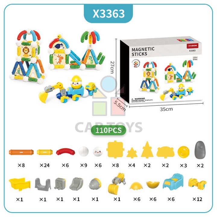 Magnetická stavebnice 110ks - Rainbow Magnetic Sticks