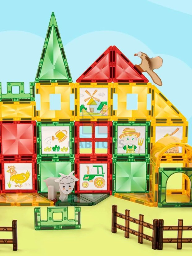 Magnetická stavebnice Window Art Farm 80ks – Magnetic Tiles