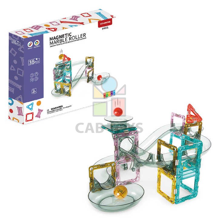 Magnetická stavebnice Marble Roller 38ks sada - Magnetic Tiles