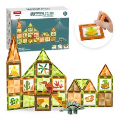 Magnetická stavebnice Window Art Dinosaurus 42ks – Magnetic Tiles