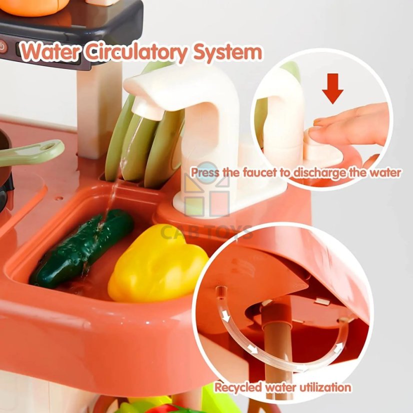 Dětská interaktivní kuchyňka 42 dílná - hnědá