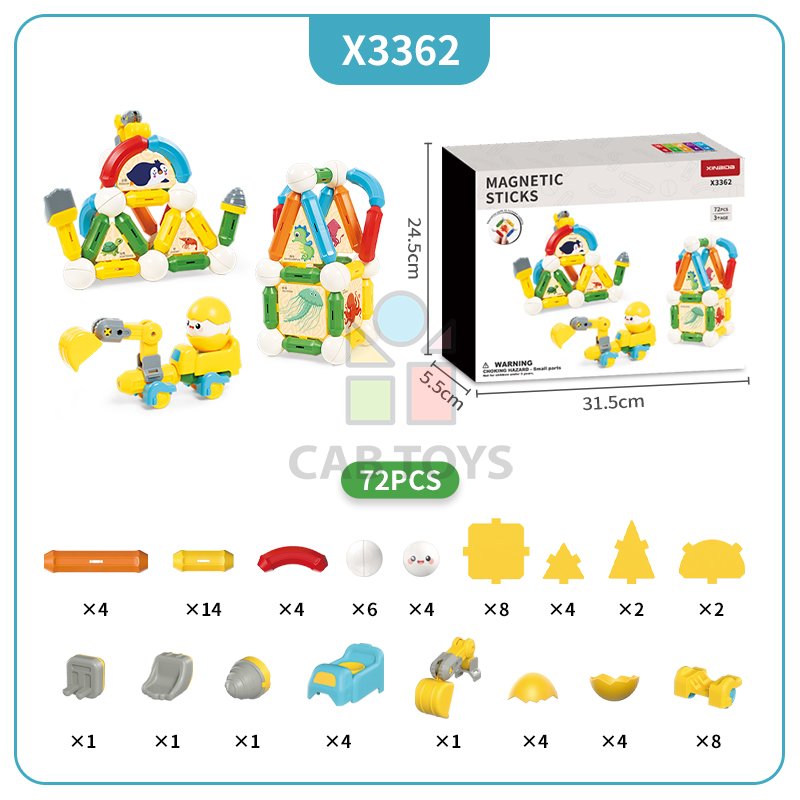 Magnetická stavebnice 72ks - Rainbow Magnetic Sticks