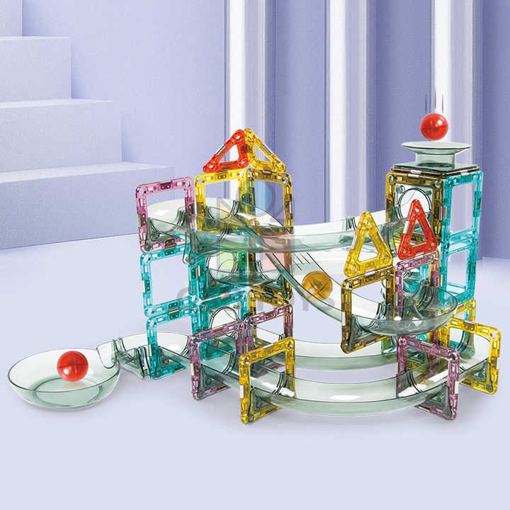 Magnetická stavebnice Marble Roller 66ks sada - Magnetic Tiles