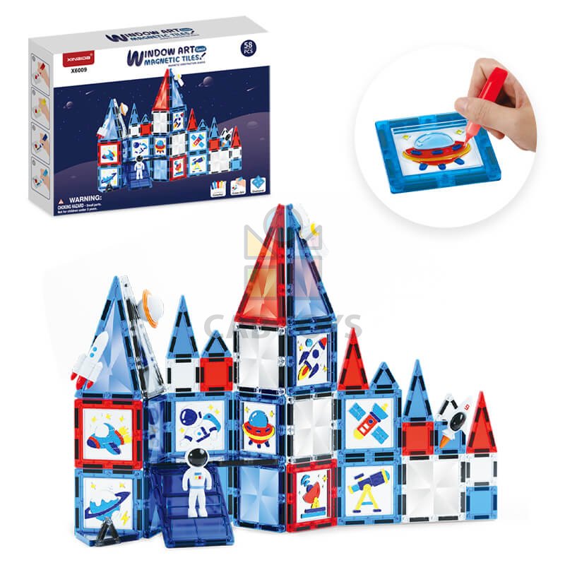 Magnetická stavebnice Window Art Space 58ks - Magnetic Tiles