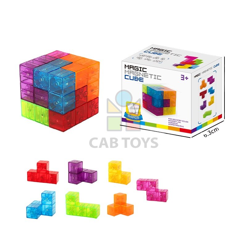 Magnetická stavebnica Magic Magnetic Cube - Priesvitná