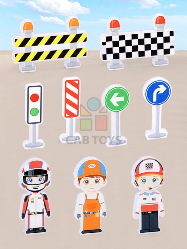 Magnetická stavebnice Racing Track Magnetic Tiles – závodní dráha, 75 ks
