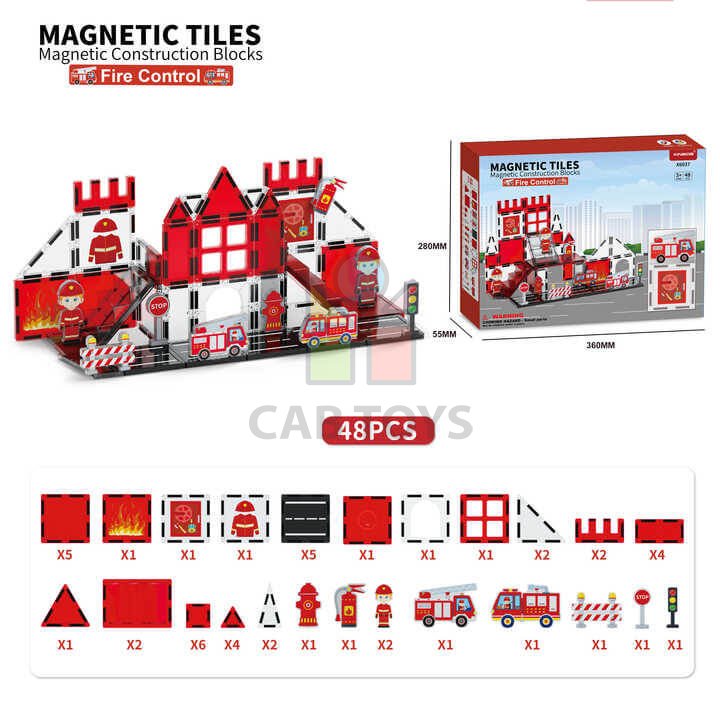 Magnetická stavebnice Fire Control 48ks – Magnetic Tiles
