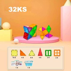 Magnetická stavebnice - 32 dílů + box